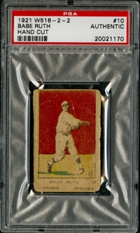 1921 W516-2-2 #10 Babe Ruth Hand Cut – PSA AUTHENTIC   